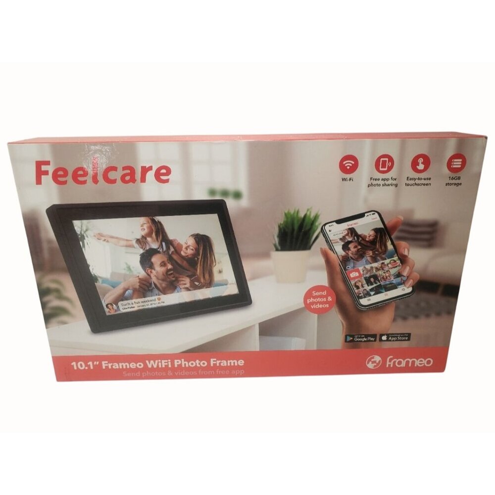 Feelcare 10.1" Smart WiFi Digital Picture Frame 16GB Photo Video Share NIB Black
